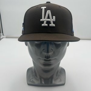 LA Dodgers Brown 75th World Series Patch LightBlue UV 59FIFTY Fitted 7 1/2